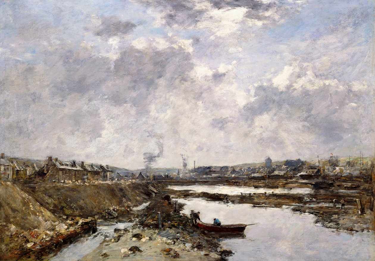Fecamp, Port Wewnętrzny w budowie, 1883 autorstwa Eugene Louis Boudin