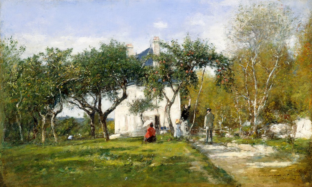 Fervaques, Ogród i Dom Monsieur Jacquette, 1877 autorstwa Eugene Louis Boudin