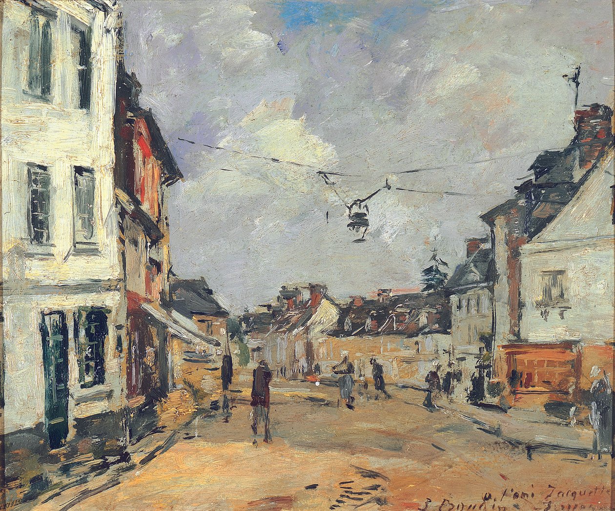 Fervaques, główna ulica, ok. 1877-81 autorstwa Eugene Louis Boudin