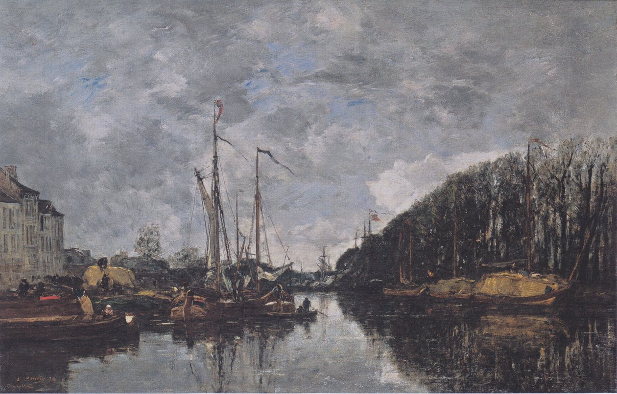 Kanał na rzece Allèe Verte w Brukseli autorstwa Eugene Louis Boudin