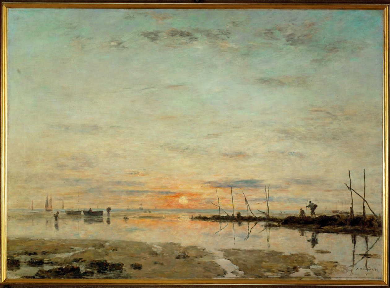 La Havre, zachód słońca podczas odpływu autorstwa Eugene Louis Boudin