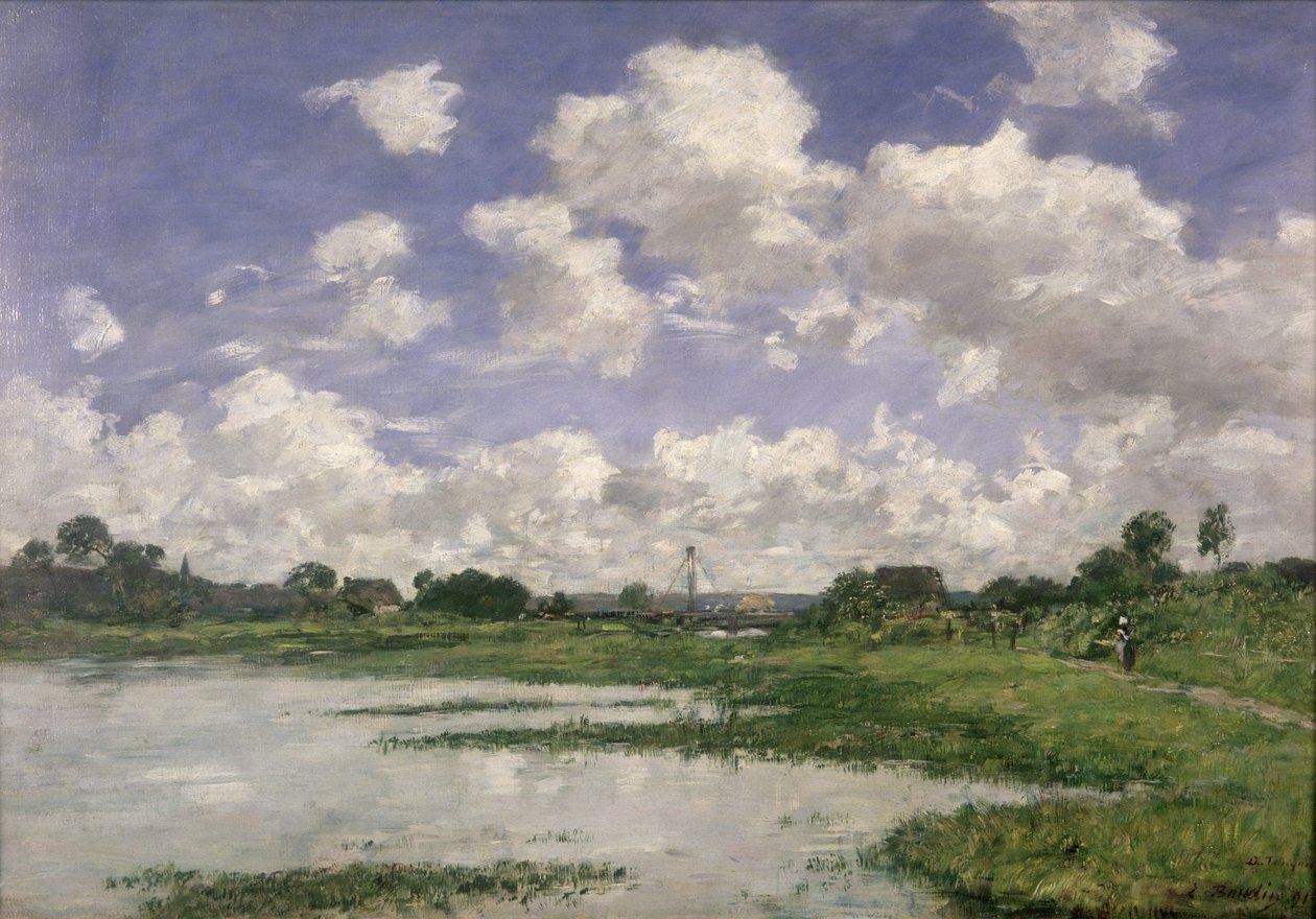 Krajobraz, Rzeka Touques, 1891 autorstwa Eugene Louis Boudin