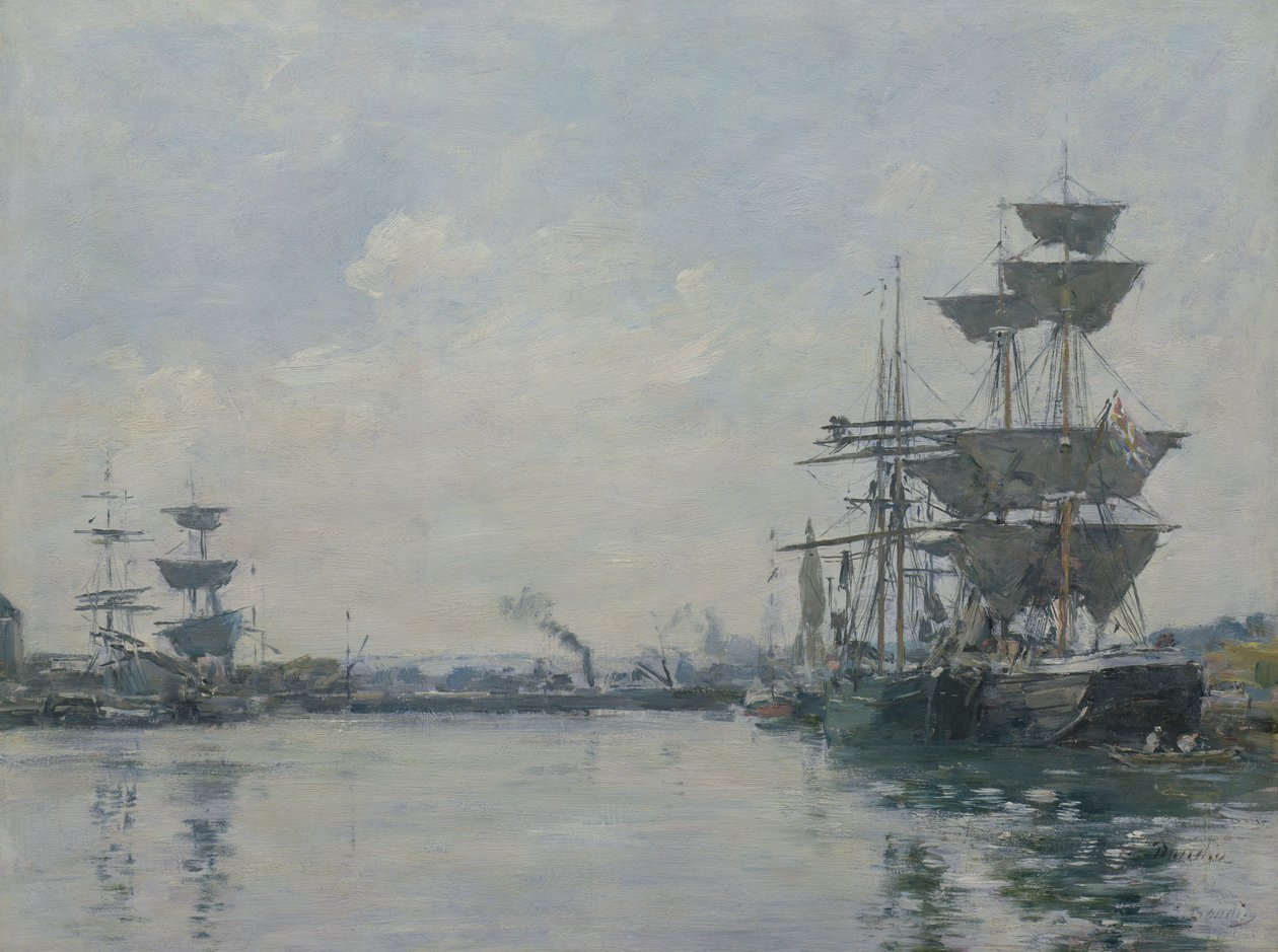 Le Havre, statki w basenie autorstwa Eugene Louis Boudin