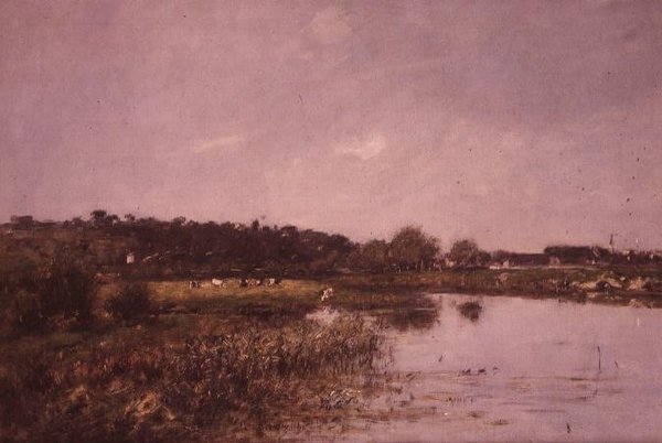Na brzegach Touques autorstwa Eugene Louis Boudin