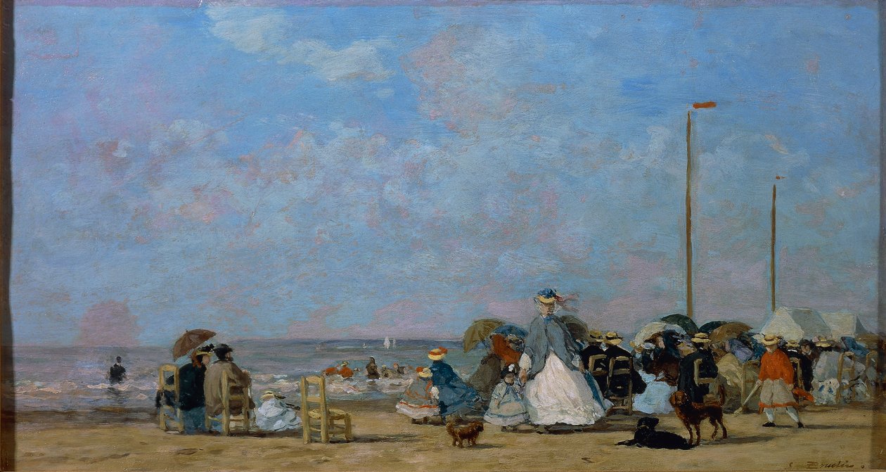 Na plaży Trouville, Eugene Boudin, obraz autorstwa Eugene Louis Boudin