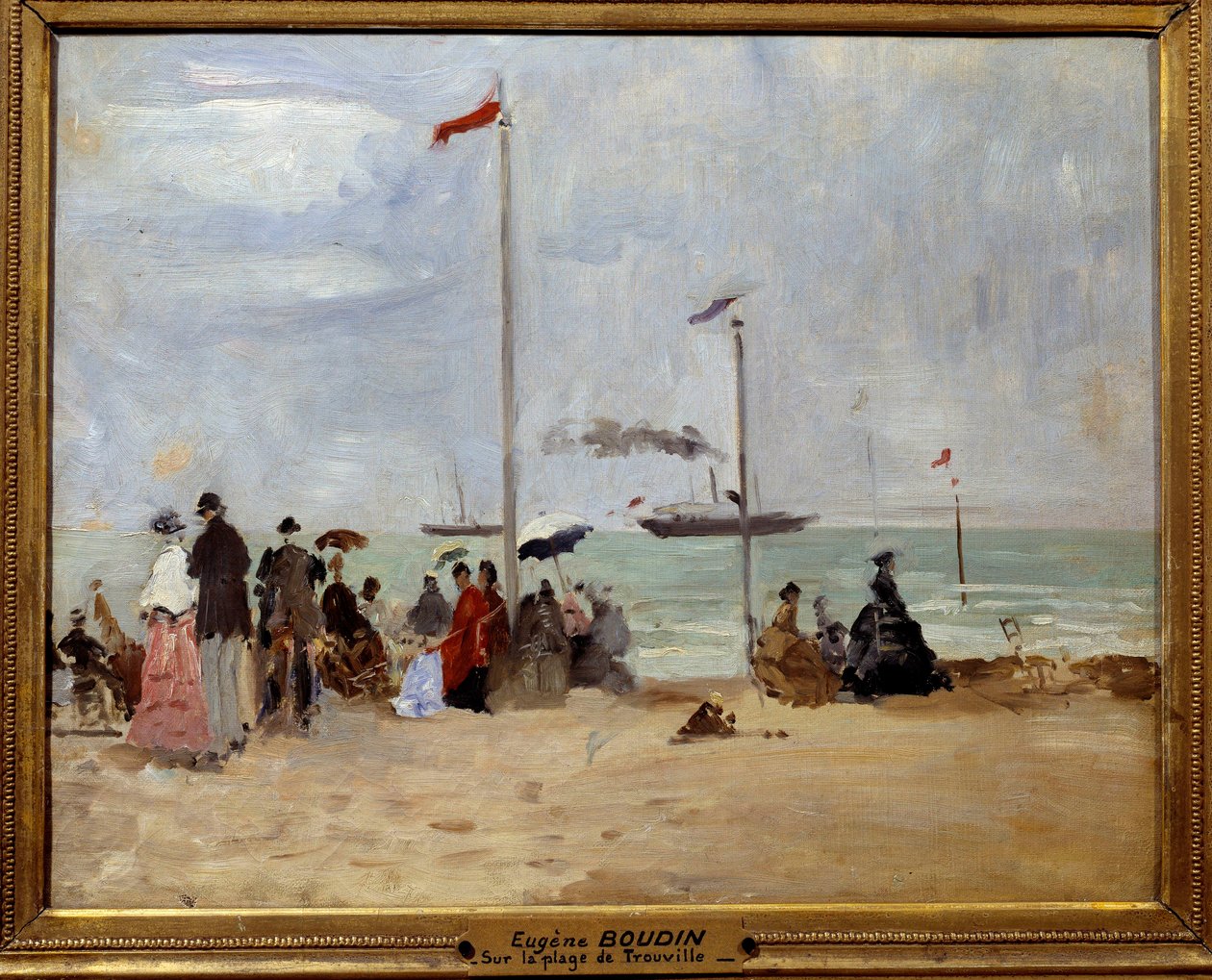 Na plaży Trouville. Obraz Eugene Louis Boudin (1824-1898) autorstwa Eugene Louis Boudin