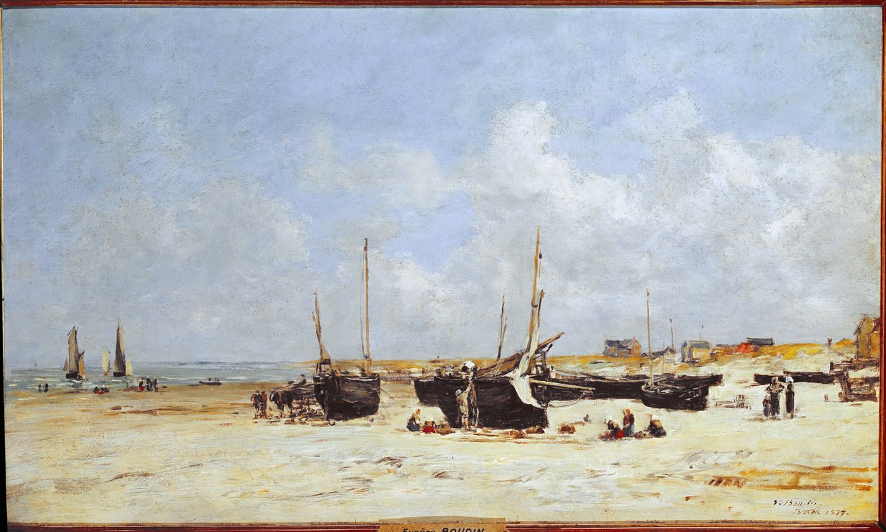 Na plaży Berck, Pas-de-Calais (olej na płótnie) autorstwa Eugene Louis Boudin