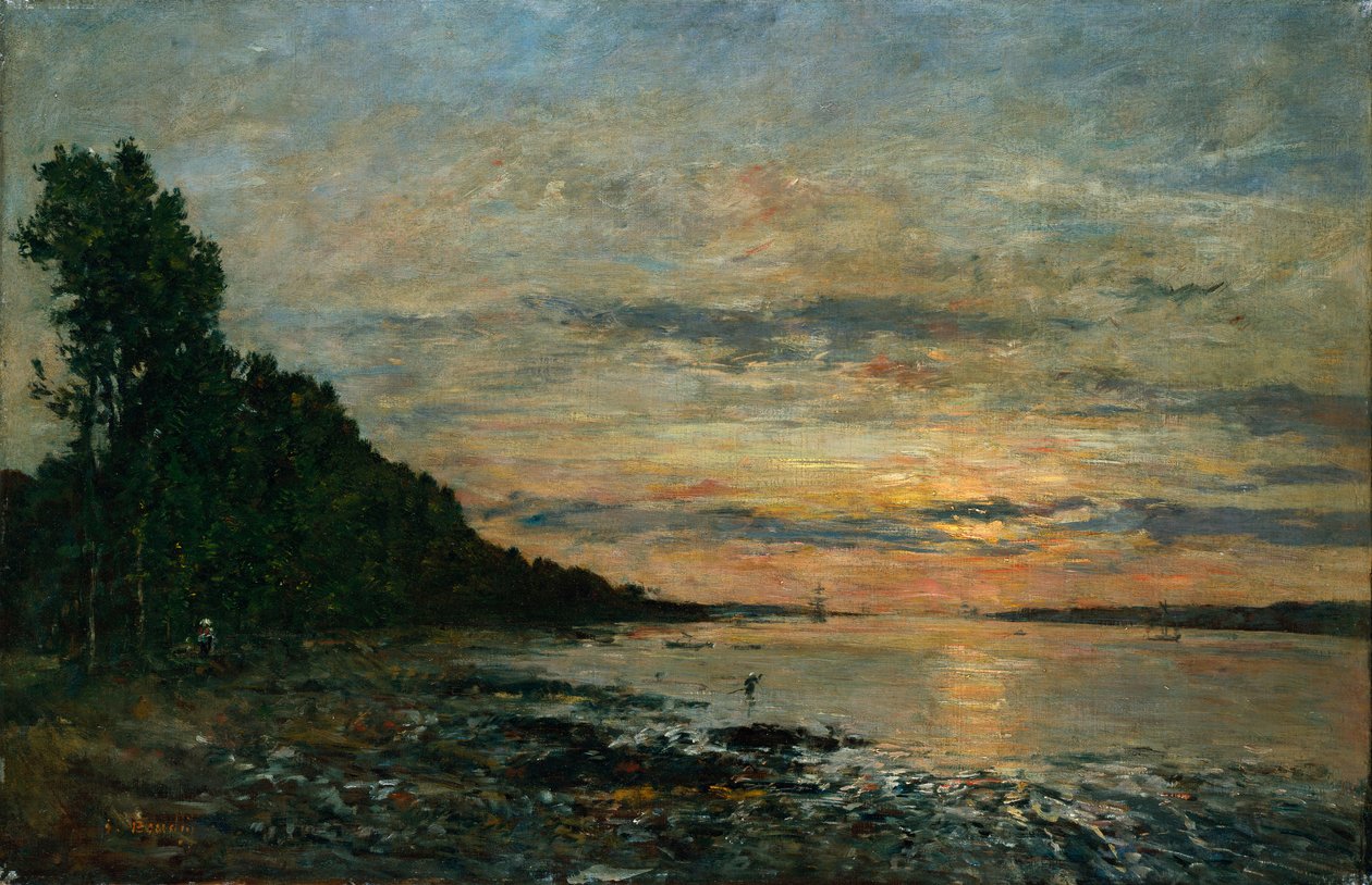 Plougastel, Zachód słońca nad ujściem rzeki, ok. 1870-73 autorstwa Eugene Louis Boudin