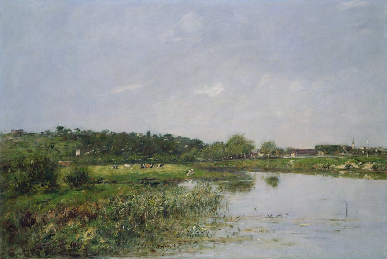 Riverside w La Touques, 1890 autorstwa Eugene Louis Boudin