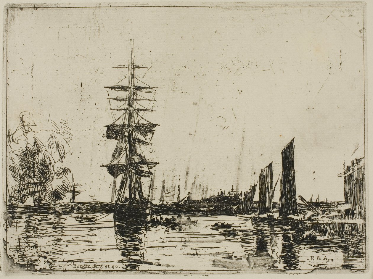Pejzaż morski z łodziami autorstwa Eugene Louis Boudin