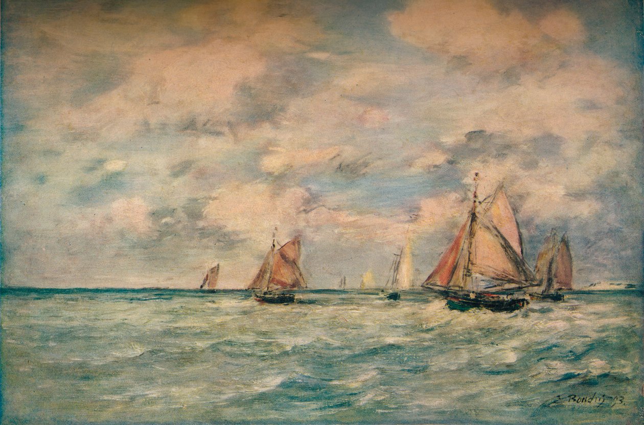 Wyjście łodzi w Trouville, 1895, 1920. autorstwa Eugene Louis Boudin