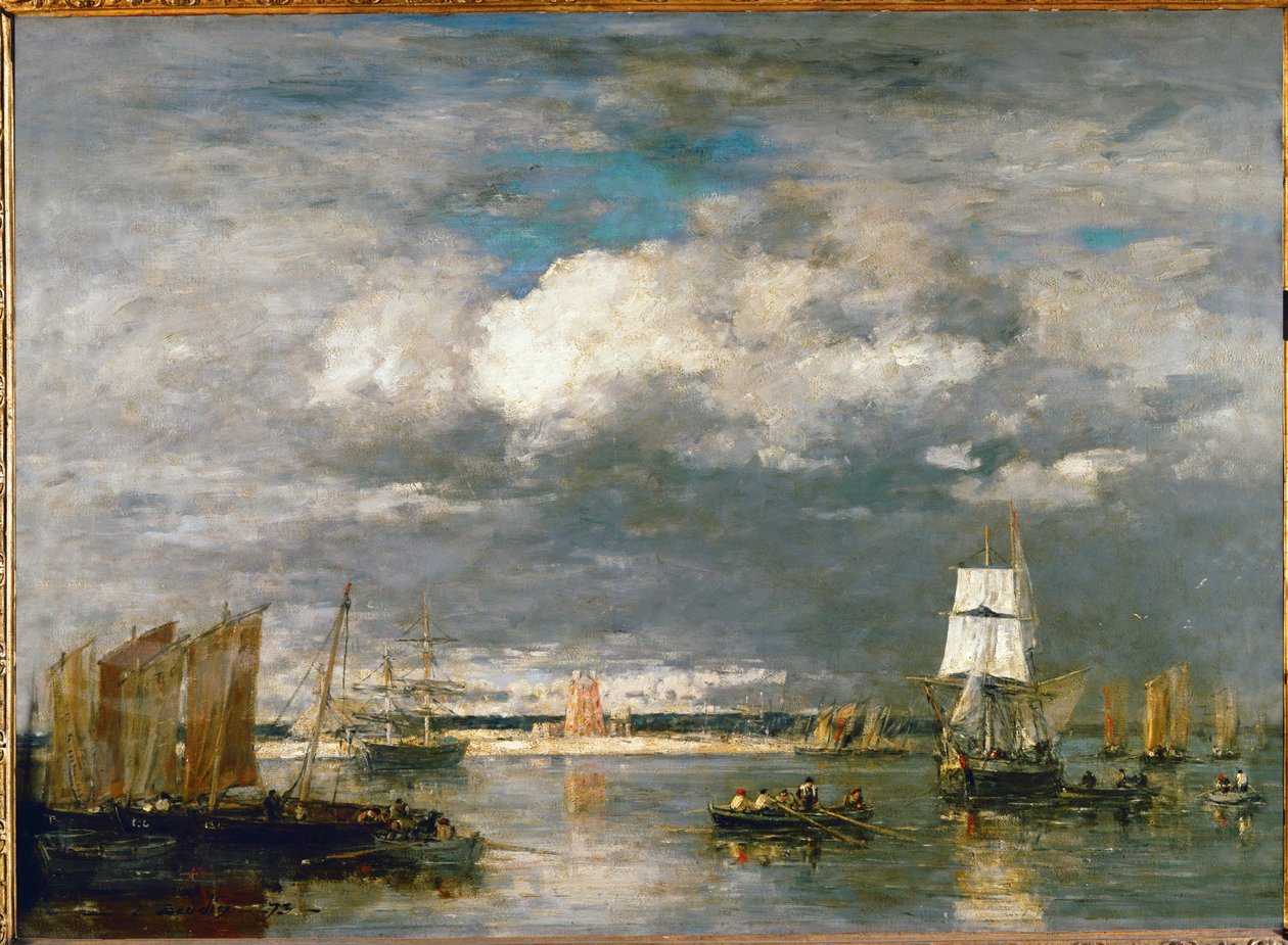 Sztorm w porcie Camaret (olej na płótnie) autorstwa Eugene Louis Boudin