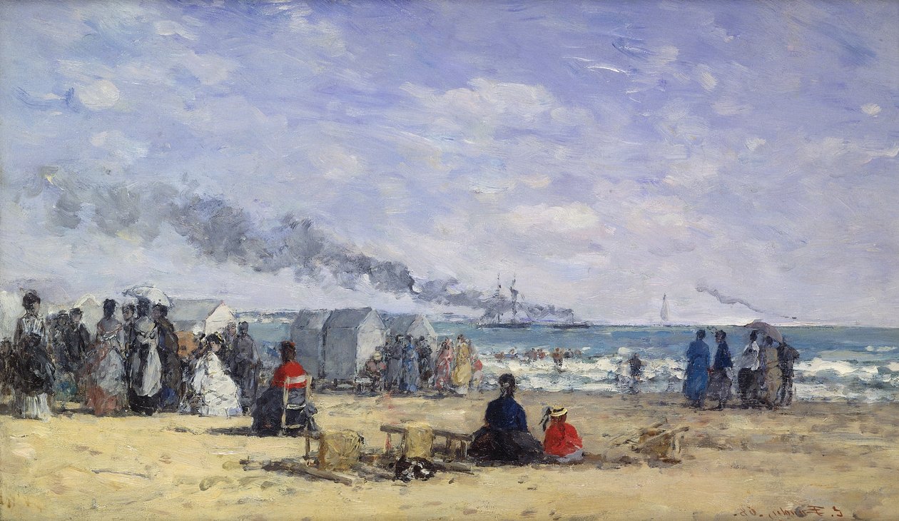 Plaża w Trouville w czasie kąpieli; Plaża Trouville w czasie kąpieli, 1868 autorstwa Eugene Louis Boudin