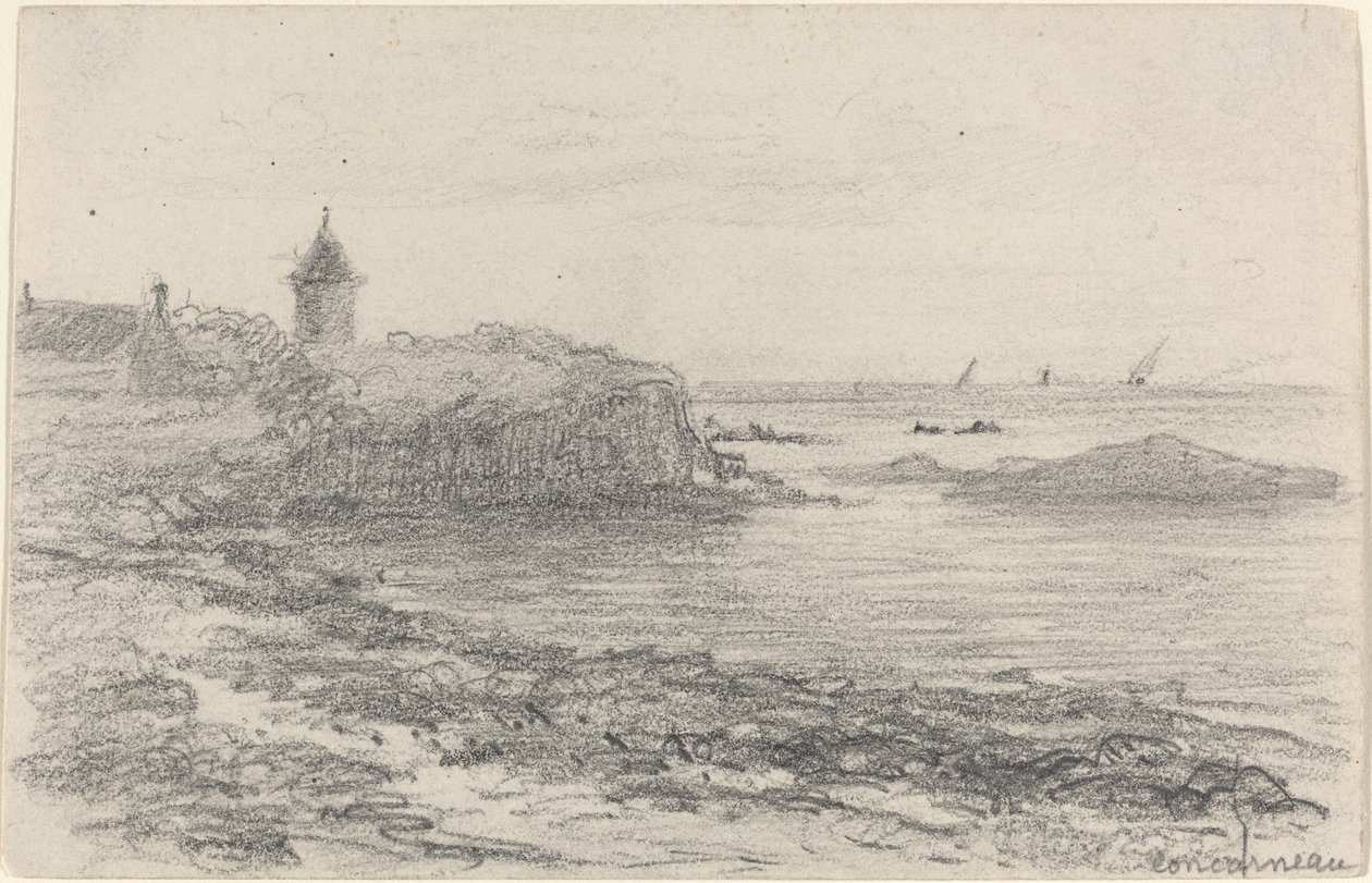 Wybrzeże w Concarneau, połowa końca XIX wieku. autorstwa Eugene Louis Boudin