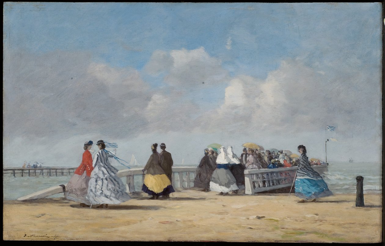 Molo w Trouville, 1864 autorstwa Eugene Louis Boudin