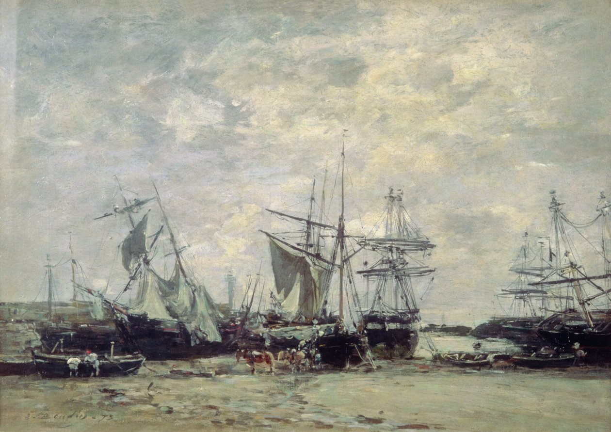 Port w Portieux, 1873 r. autorstwa Eugene Louis Boudin