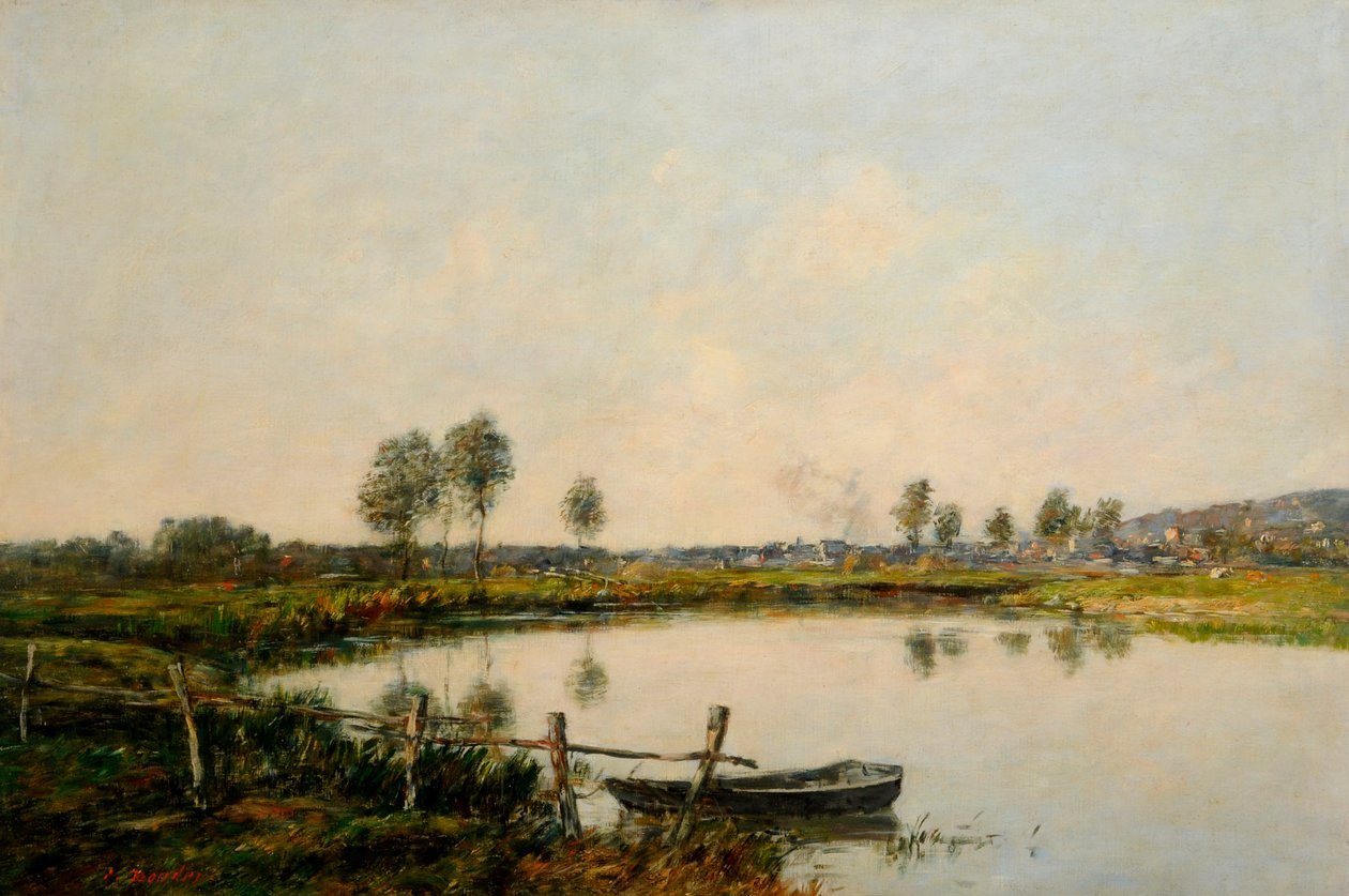 The Water Meadows w Deauville, Francja (olej na płótnie) autorstwa Eugene Louis Boudin