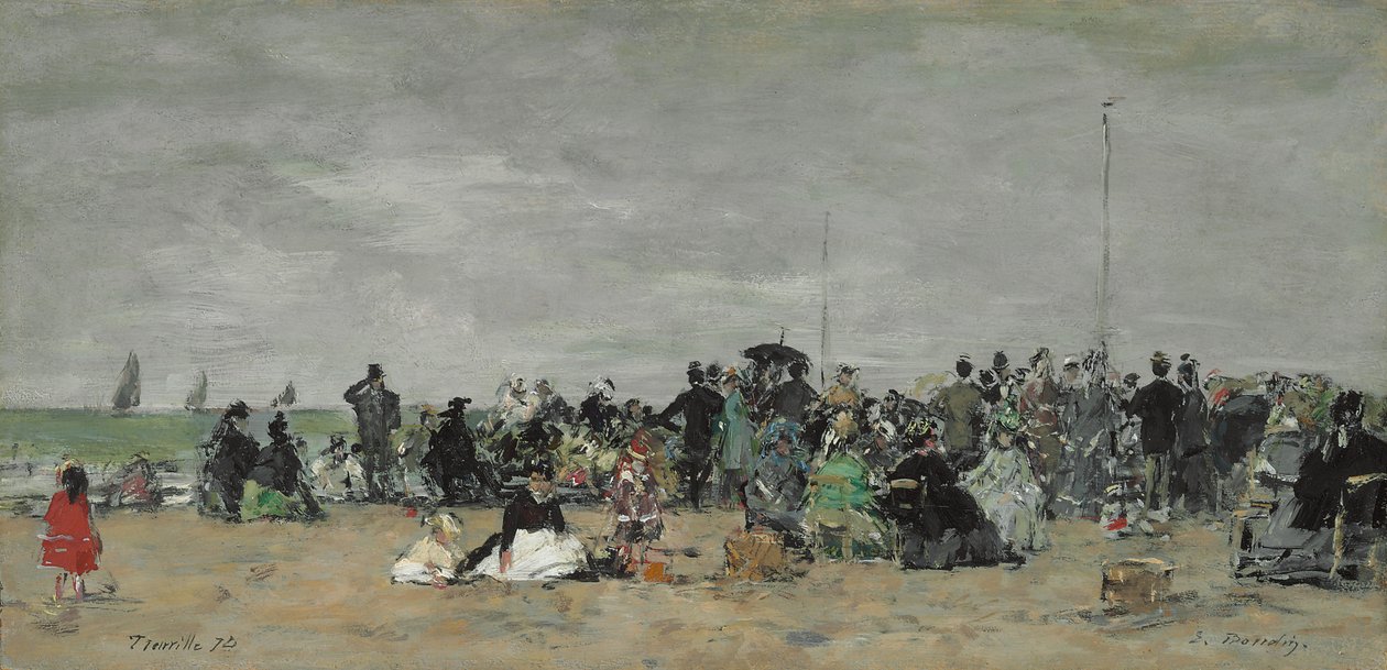 Plaża Trouville, 1874 autorstwa Eugene Louis Boudin