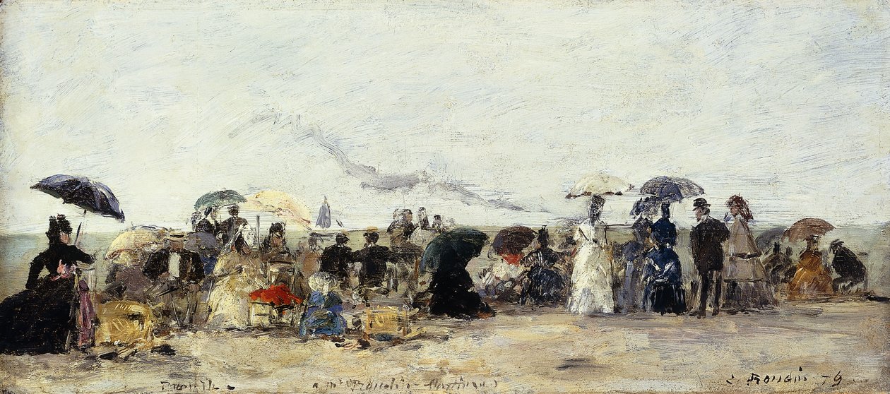 Trouville, scena na plaży; Scena na plaży w Trouville, 1879 autorstwa Eugene Louis Boudin