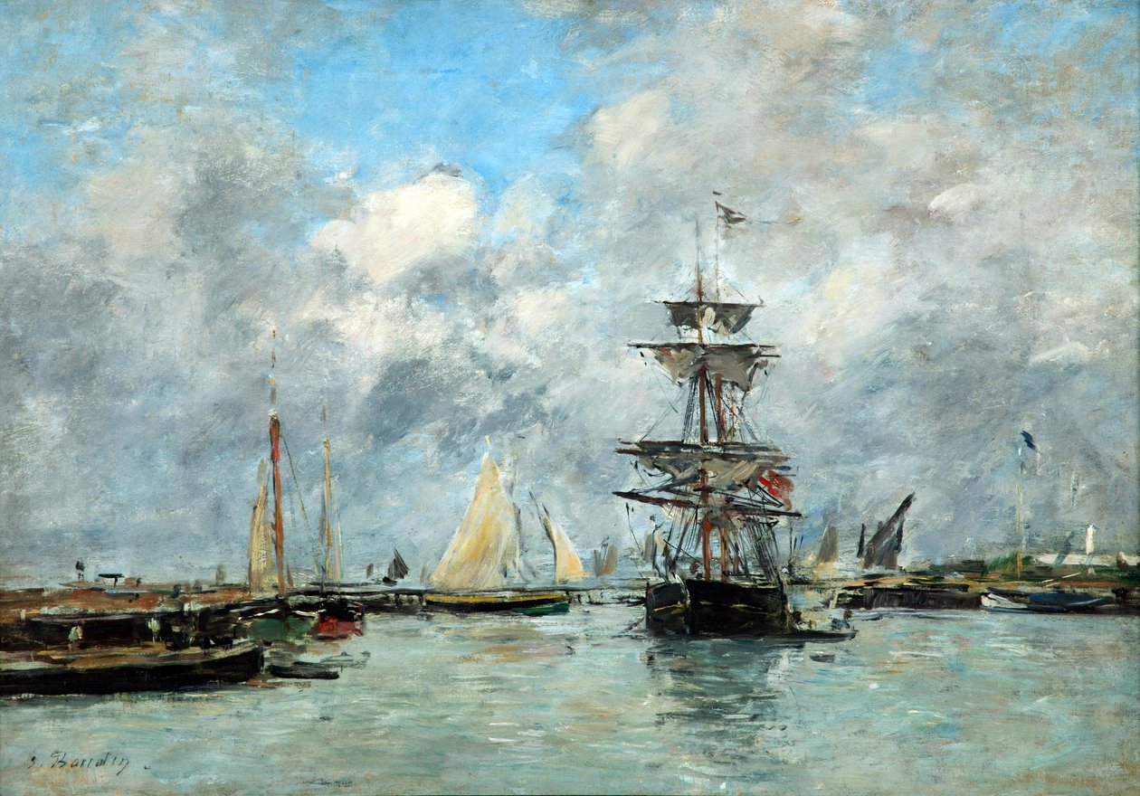 Port w Trouville (olej na płótnie) autorstwa Eugene Louis Boudin
