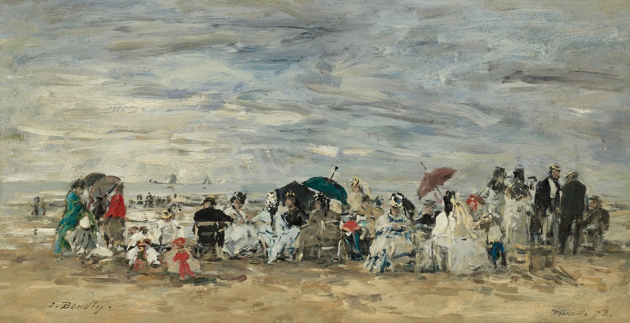 Trouville, scena na plaży autorstwa Eugene Louis Boudin