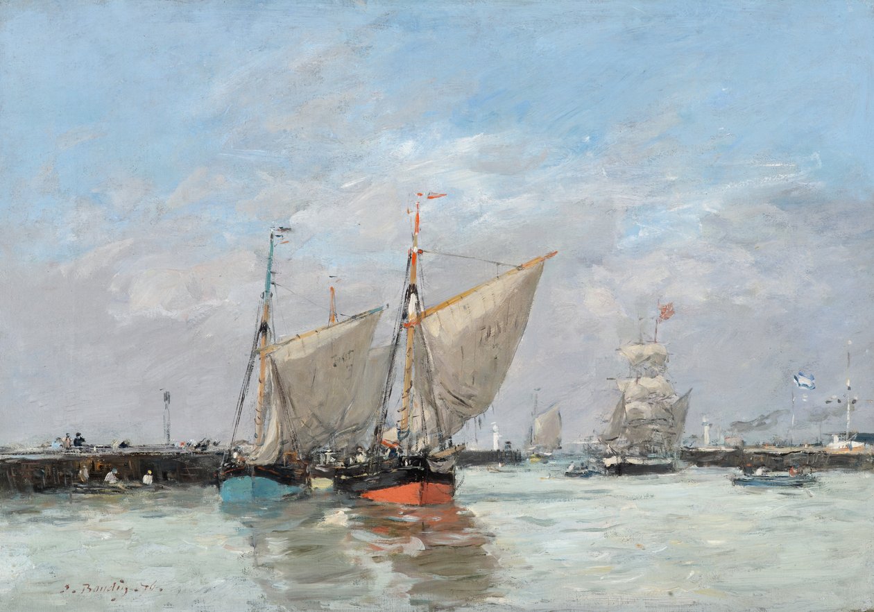 Trouville, Pomosty, przypływ, 1876 autorstwa Eugene Louis Boudin