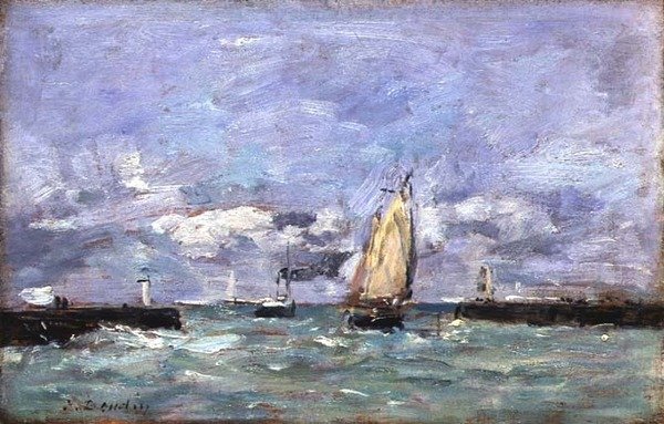 Trouville, ok. 1885-90 (olej na panelu) autorstwa Eugene Louis Boudin