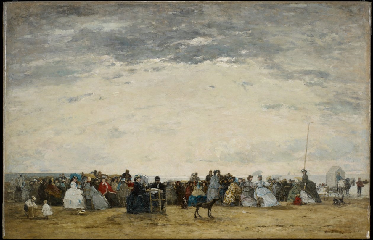 Urlopowicze na plaży w Trouville autorstwa Eugene Louis Boudin