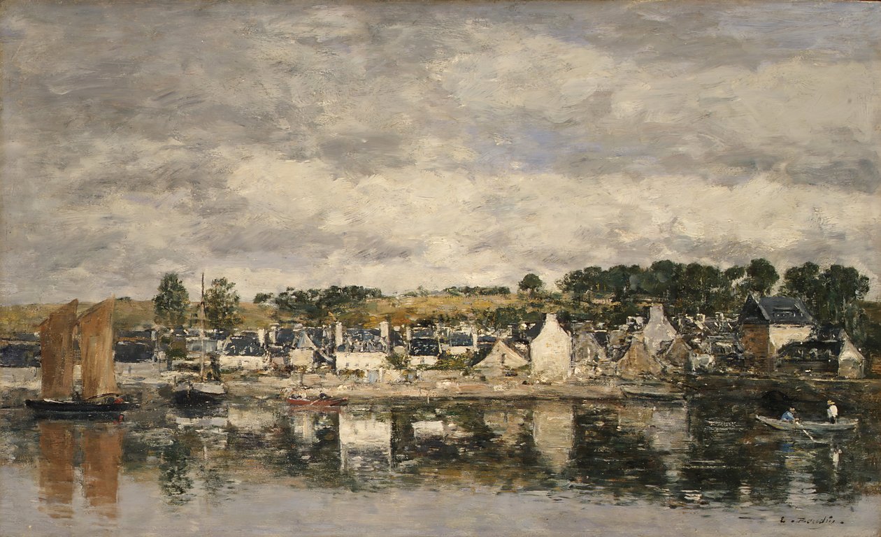 Wieś nad rzeką, prawdopodobnie 1867. autorstwa Eugene Louis Boudin