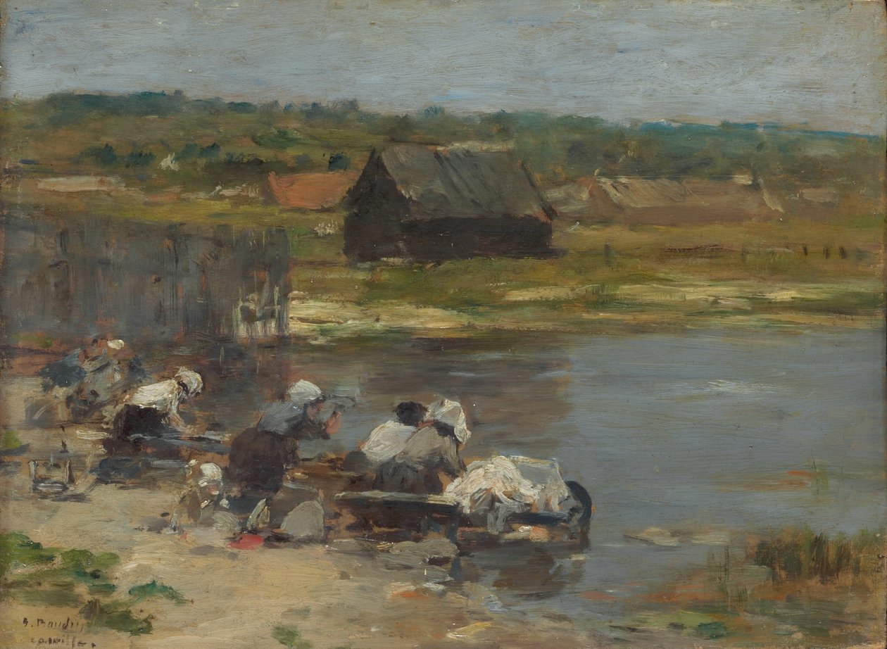 Praczki na brzegu stawu autorstwa Eugene Louis Boudin