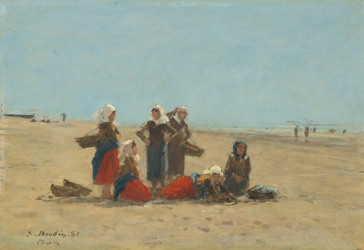 Kobiety na plaży w Berck, 1881. autorstwa Eugene Louis Boudin