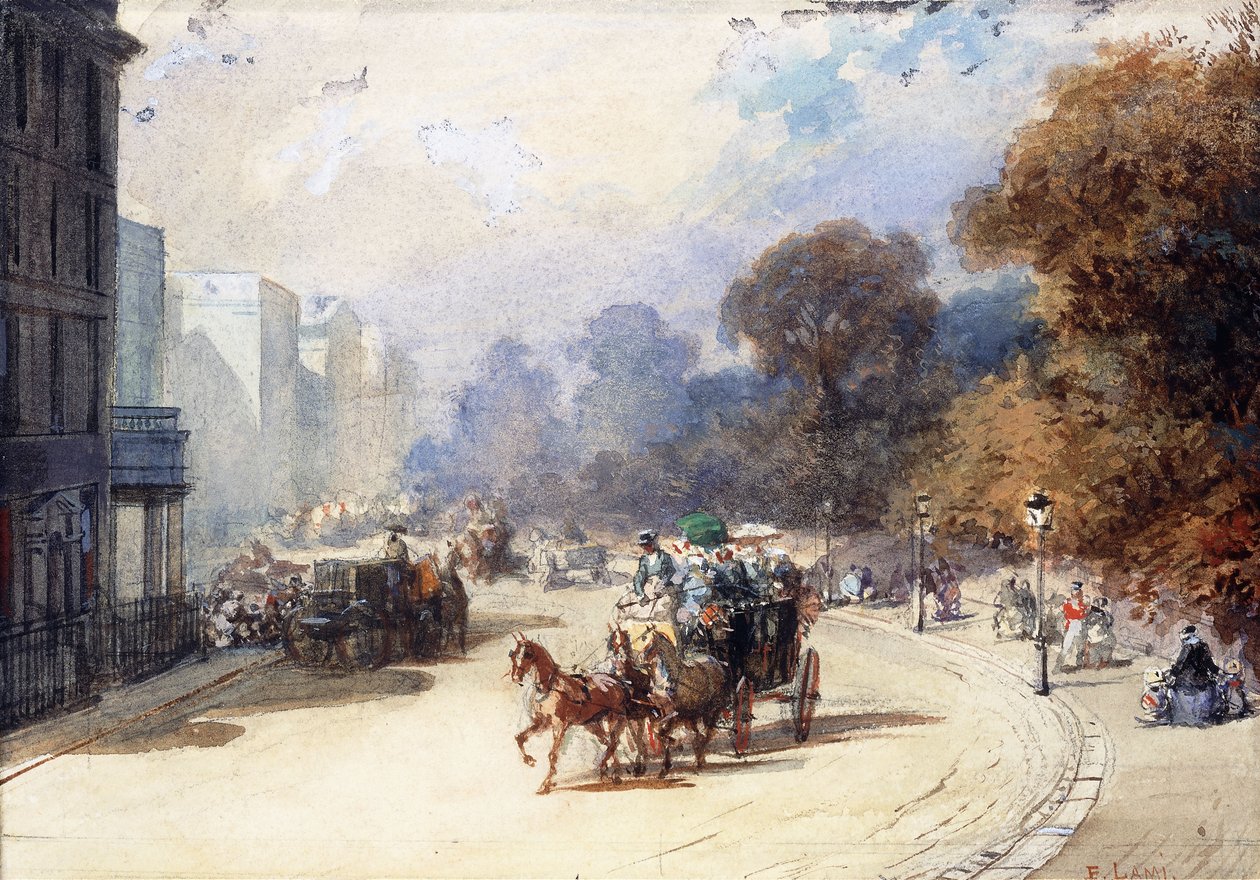 Przewóz w Hyde Park Corner w Londynie autorstwa Eugene Louis Lami
