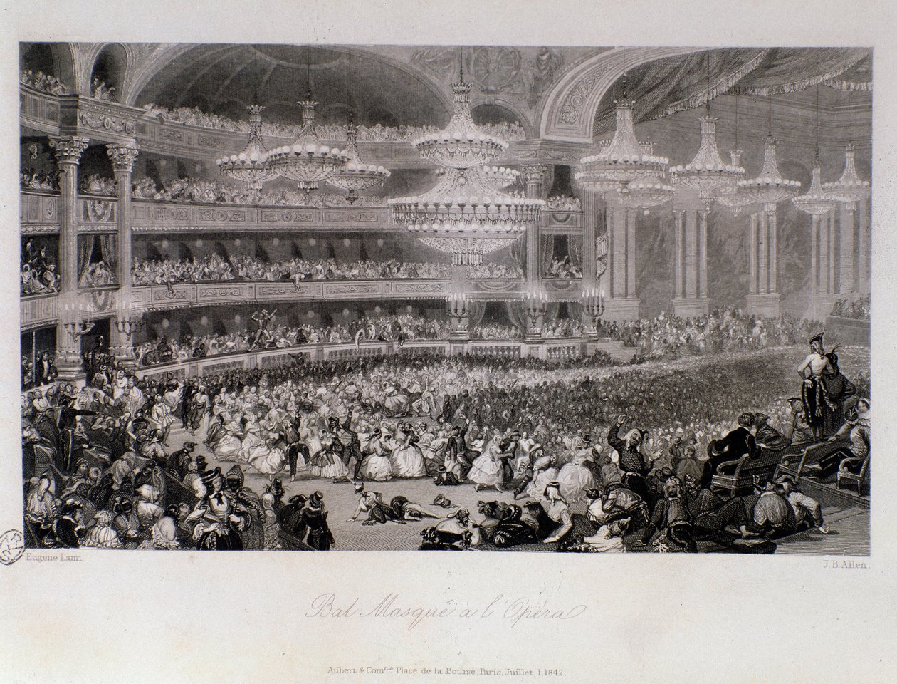Maska balowa zorganizowana w Operze Paryskiej. Grawer Eugene Louis Lami (1800-1890) 1843 Ze zbiorów prywatnych autorstwa Eugene Louis Lami