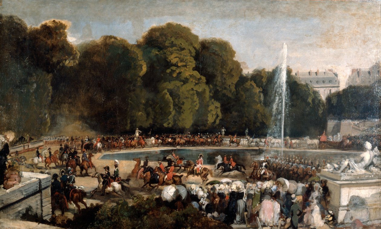 Wejście księżnej Orleanu do ogrodu Tuileries, 1841 autorstwa Eugene Louis Lami