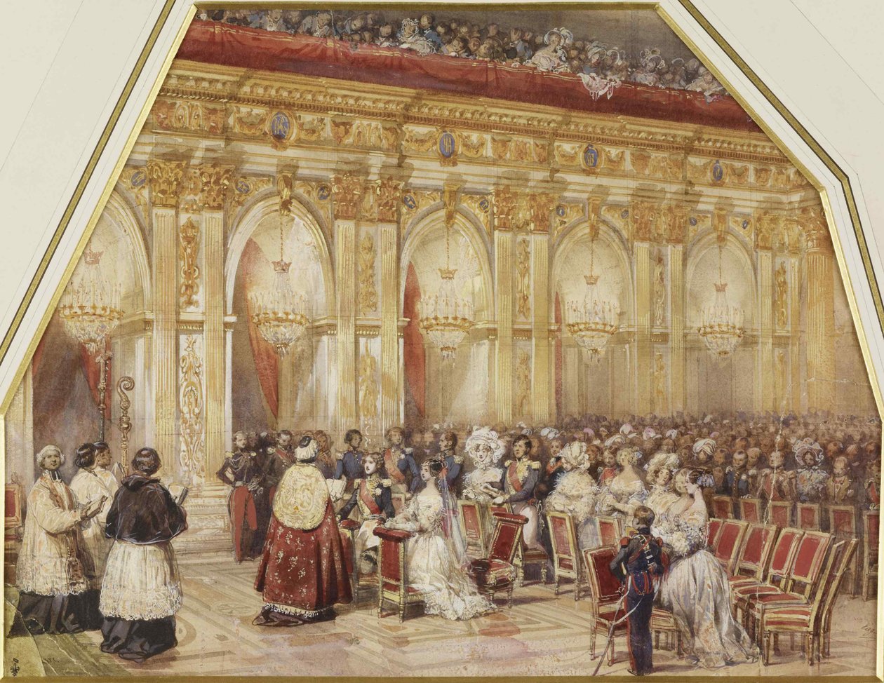 Małżeństwo księcia Ferdynanda Filipa dOrleans i księżnej Heleny Meklemburgii-Schwerin, 1837. autorstwa Eugene Louis Lami