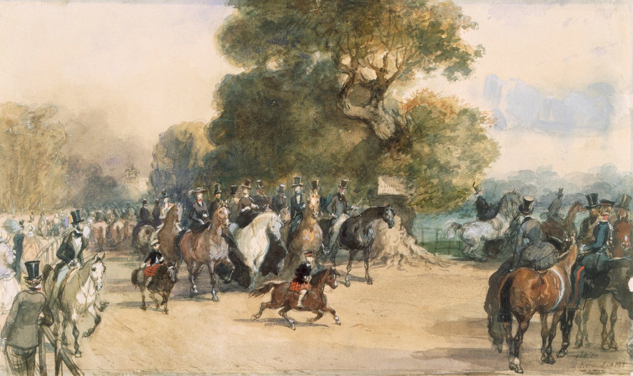 Scena w Hyde Parku, c. 1850. autorstwa Eugene Louis Lami