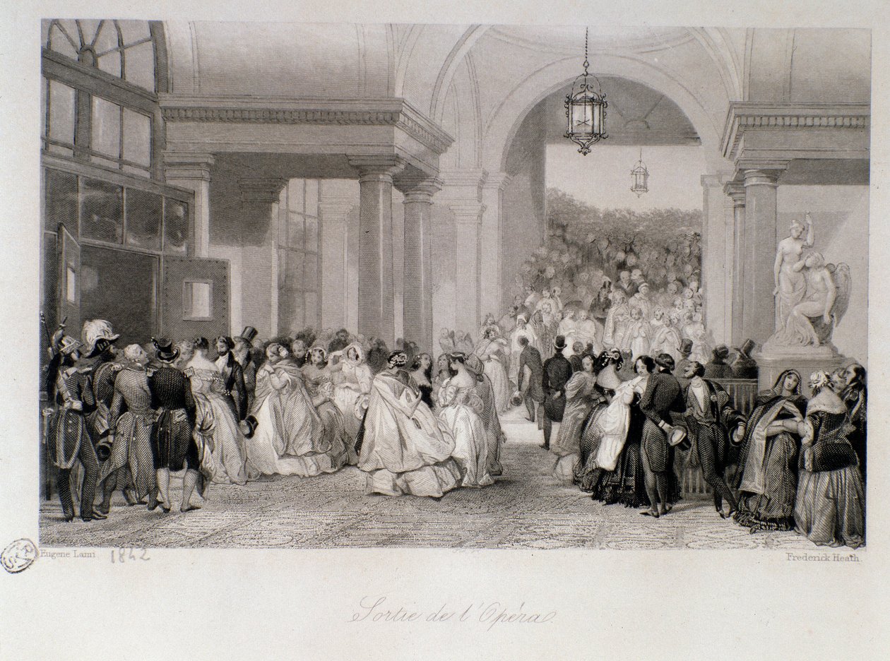 Publiczność ma wydanie Opery w Paryżu. Grawer Eugene Louis Lami (1800-1890) 1842 Ze zbiorów prywatnych autorstwa Eugene Louis Lami
