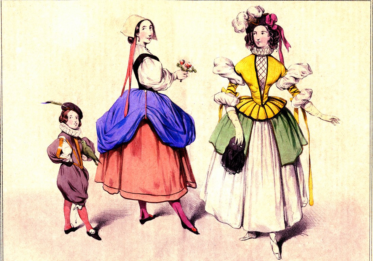 Noszenie fantazyjnego stroju autorstwa Eugene Modeste Edmond Lepoittevin