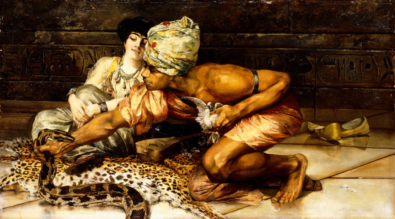 Zaklinacz węży, 1884 autorstwa Eugene Pavy