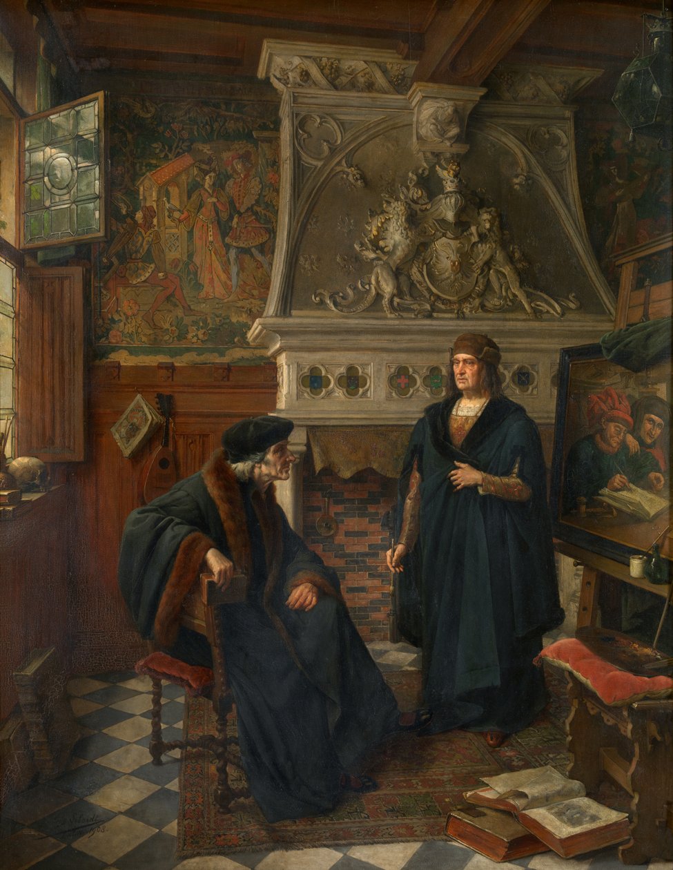 Erasmus i Quentin Matsys (olej na płótnie) autorstwa Eugene Siberdt