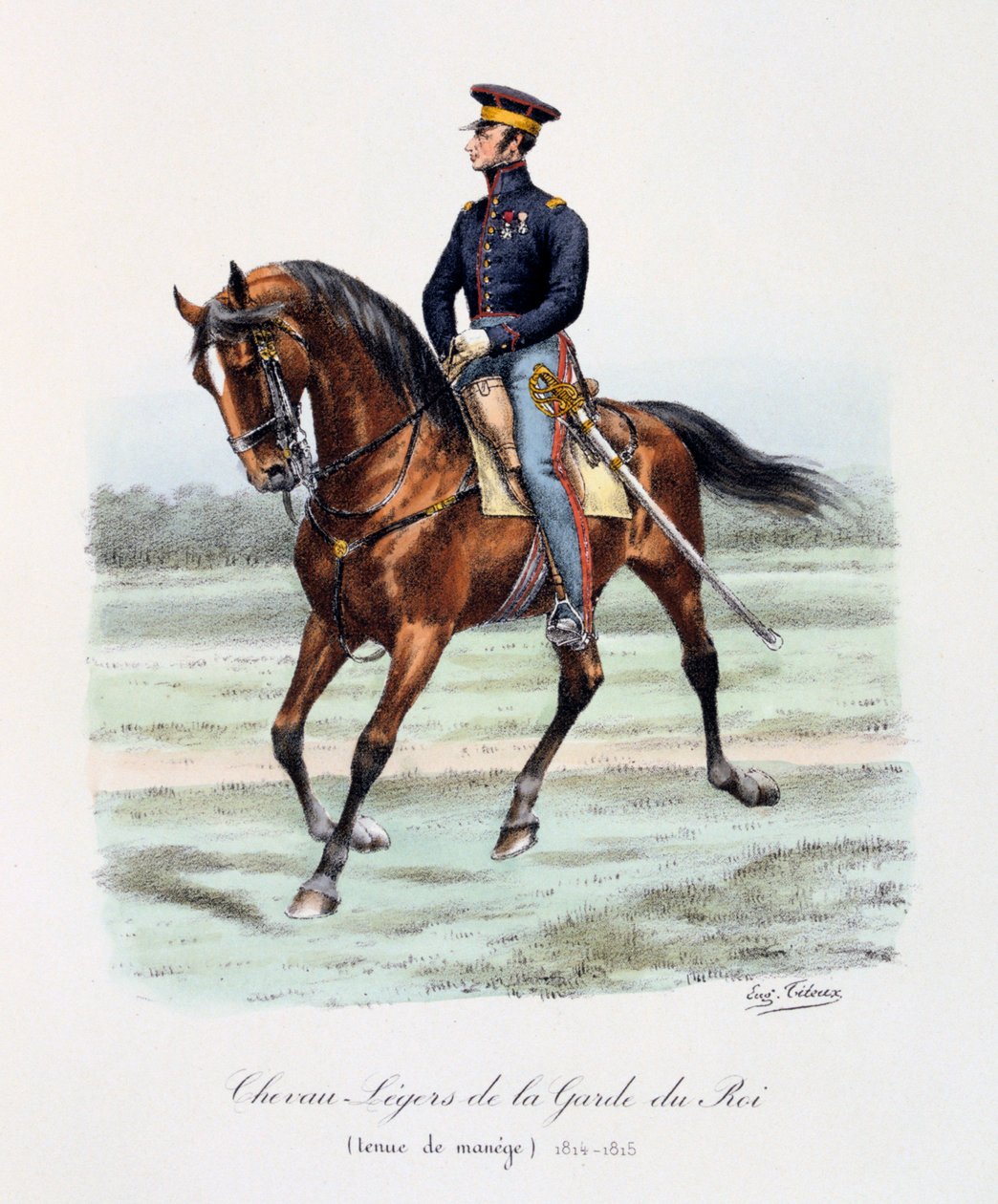 Lekkie konie gwardii królewskiej, mundur zbrojowni, 1814-15 autorstwa Eugene Titeux