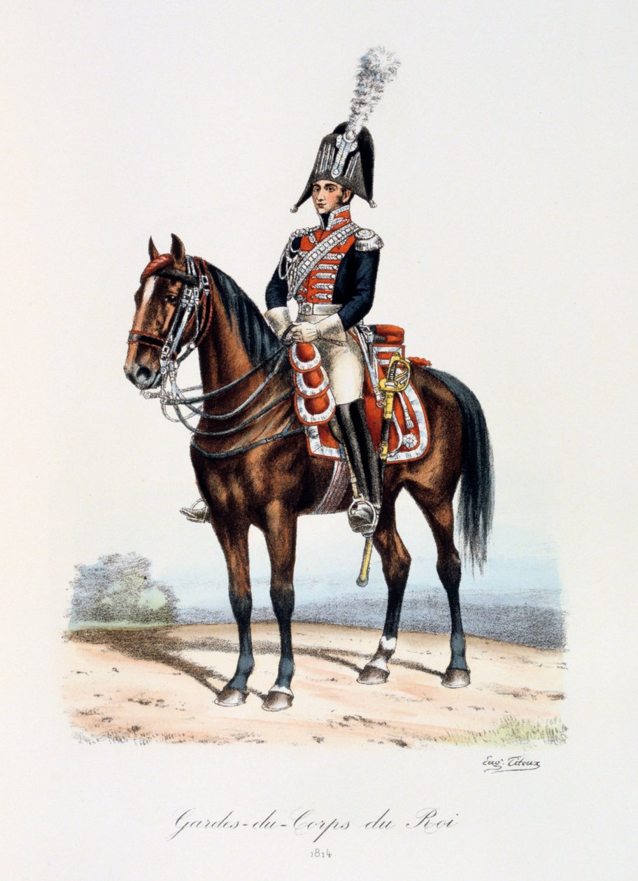 Ochroniarze króla, 1814 autorstwa Eugene Titeux