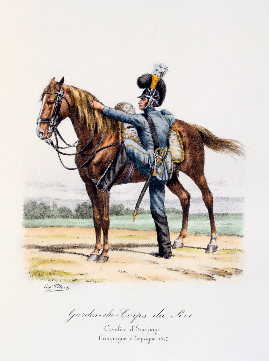 Ochroniarze króla, kawaler, kampania hiszpańska, 1823 autorstwa Eugene Titeux