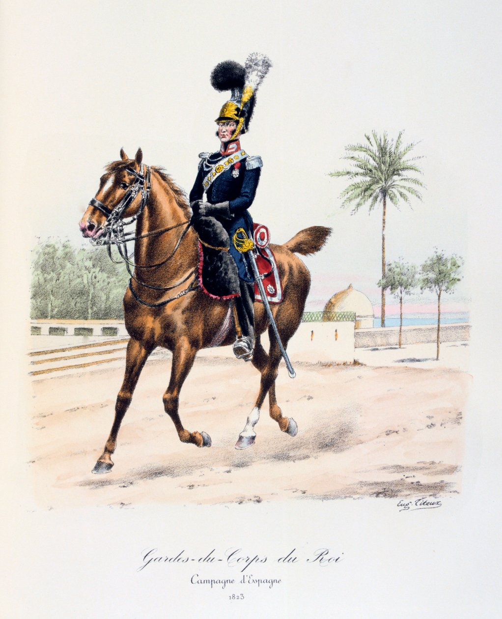 Ochroniarze króla, kampania hiszpańska, 1823, c1814-1830 autorstwa Eugene Titeux