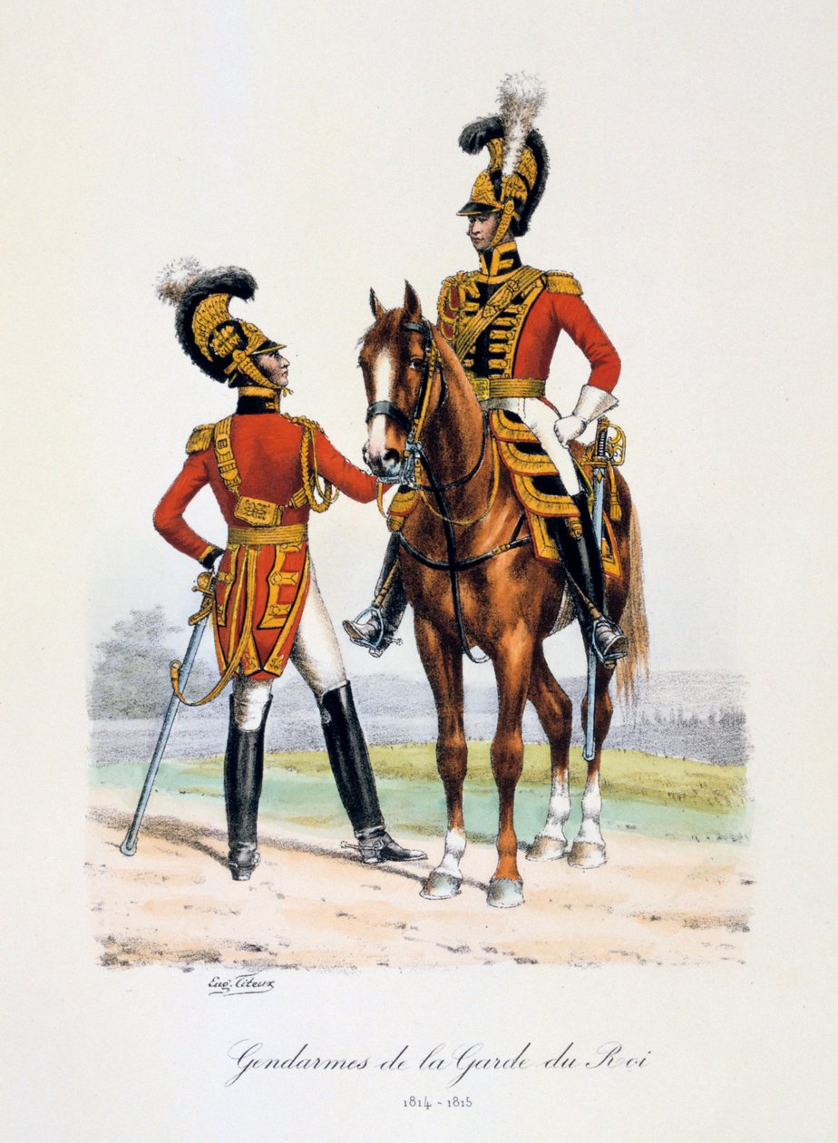 Żandarmi z Gwardii Królewskiej, 1814-15 autorstwa Eugene Titeux