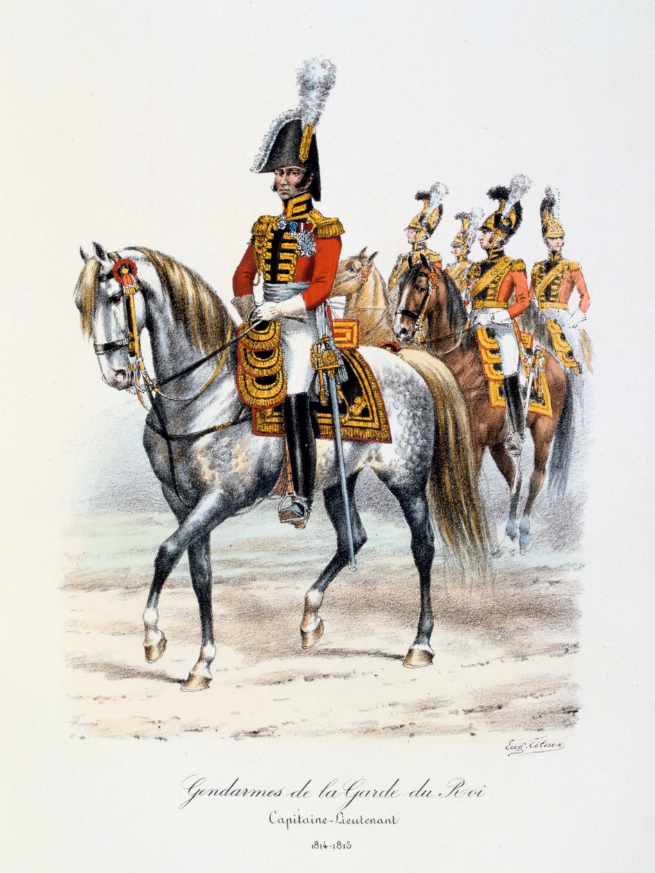 Żandarmi z Gwardii Królewskiej, kapitan-porucznik, 1814-15 autorstwa Eugene Titeux