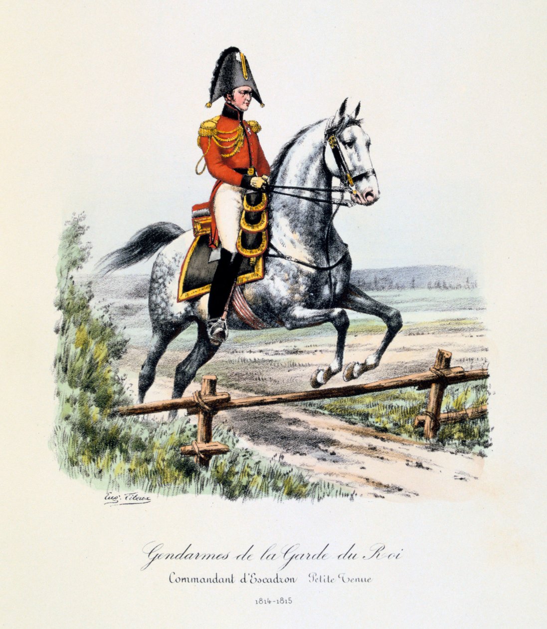 Żandarmi z Gwardii Królewskiej, dowódca eskadry, rozebrać się, 1814-15 autorstwa Eugene Titeux