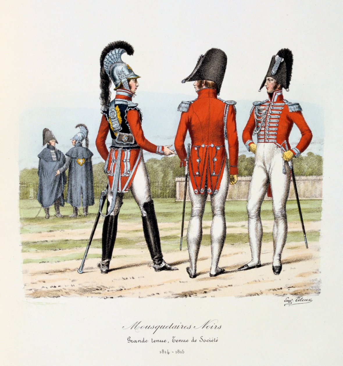 Czarni muszkieterowie, pełny strój i strój firmowy, 1814-15 autorstwa Eugene Titeux