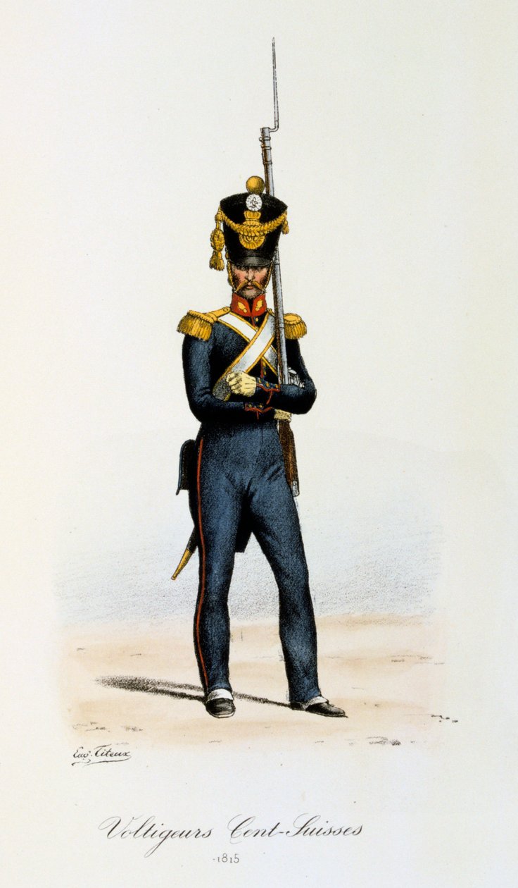 Voltigeurs, Cents-Suisses, 1815 autorstwa Eugene Titeux