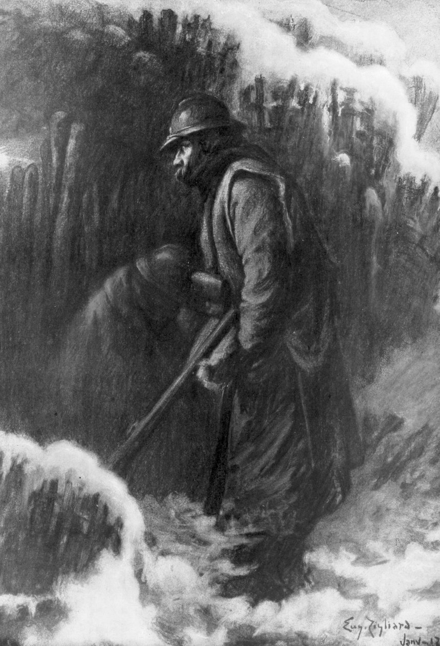 „Służba wartownicza przy małej poczcie”, I wojna światowa, styczeń 1917 r. autorstwa Eugene Zigliara